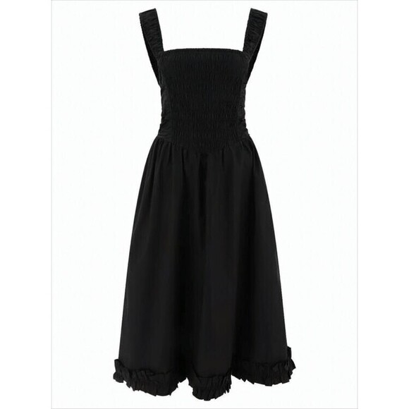 Ganni Dresses & Skirts - Ganni Fitted Midi Dress With Smocked Bodice And Ruffled Hemline - NWT